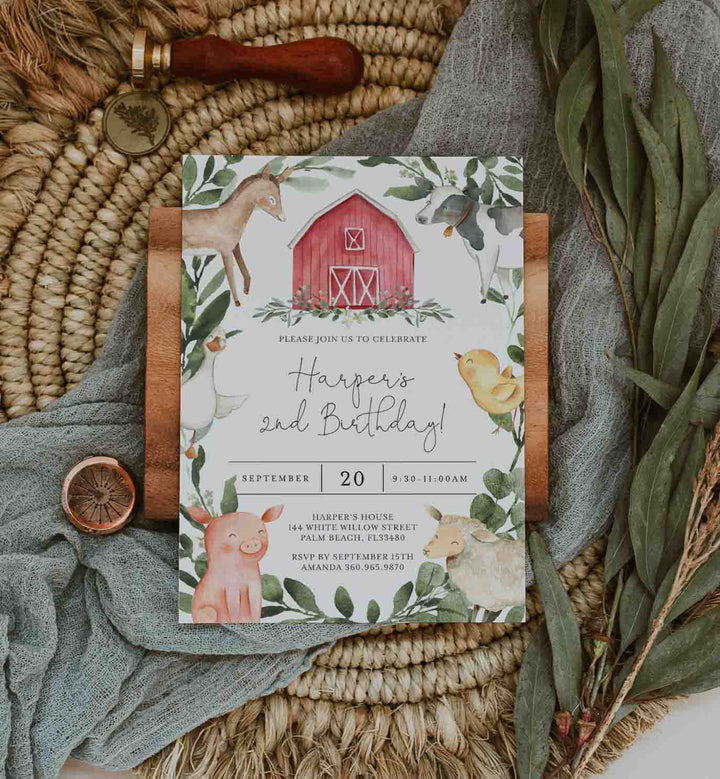 On The Farm Kids Birthday Invitation Printable