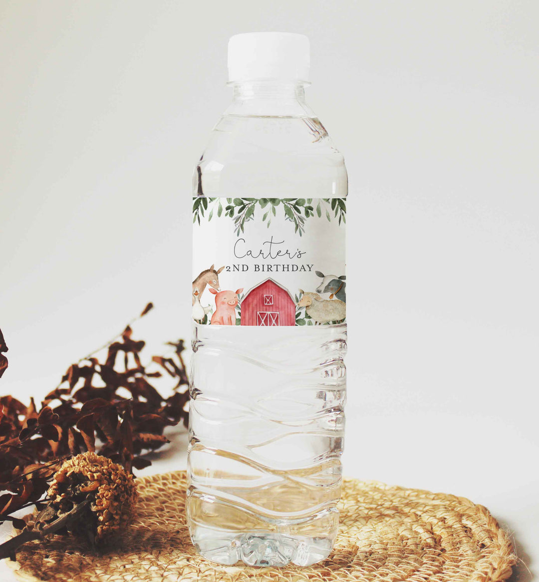 On The Farm Kids Birthday Water Bottle Label Printable