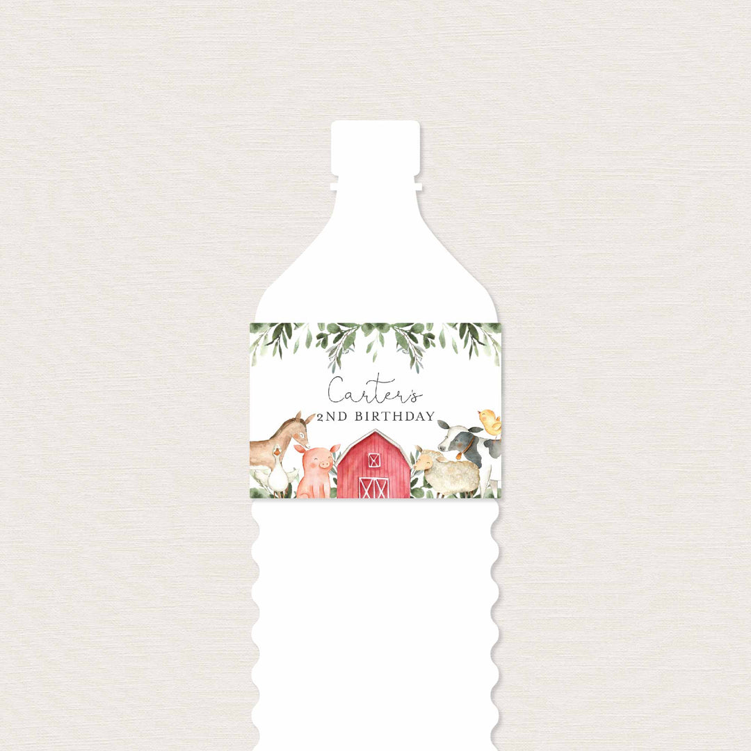On The Farm Kids Birthday Water Bottle Label Printable