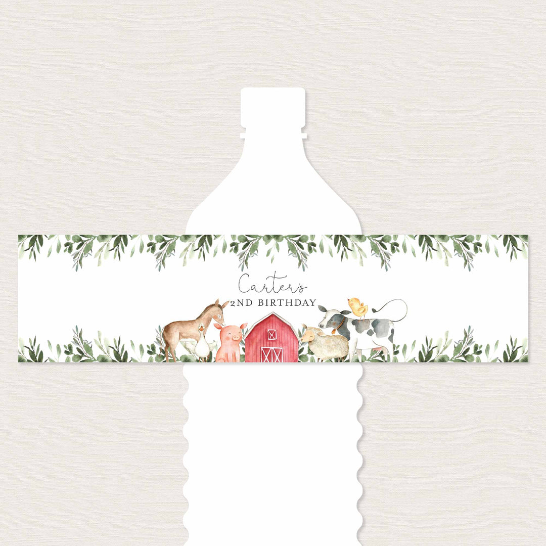 On The Farm Kids Birthday Water Bottle Label Printable
