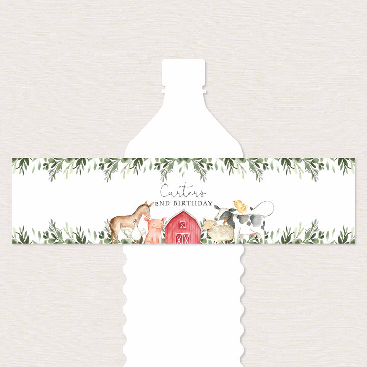 On The Farm Kids Birthday Water Bottle Label Printable