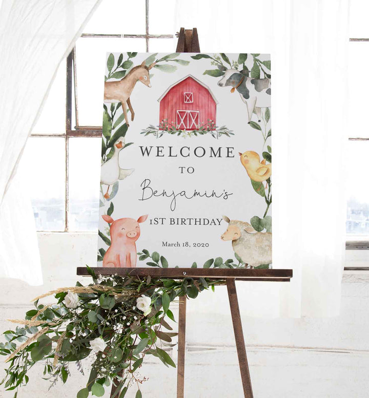 On The Farm Kids Birthday Welcome Sign Printable