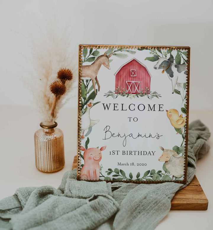 On The Farm Kids Birthday Welcome Sign Printable