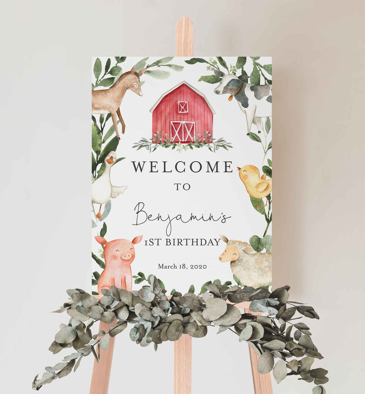 On The Farm Kids Birthday Welcome Sign Printable