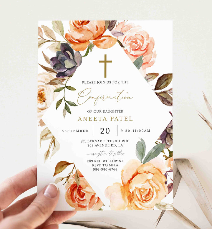 Autumn Garden Confirmation Invitation Printable