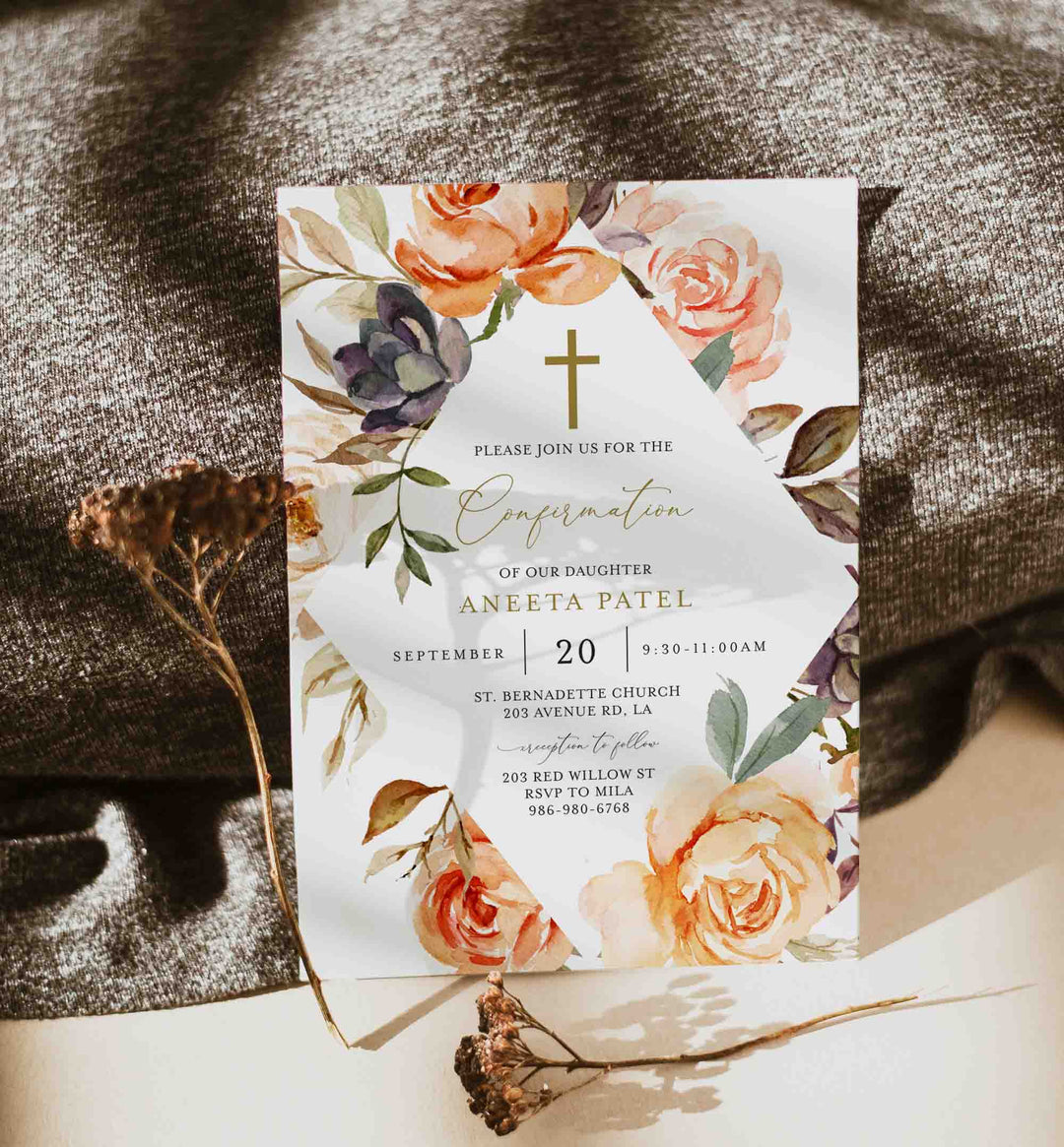 Autumn Garden Confirmation Invitation Printable