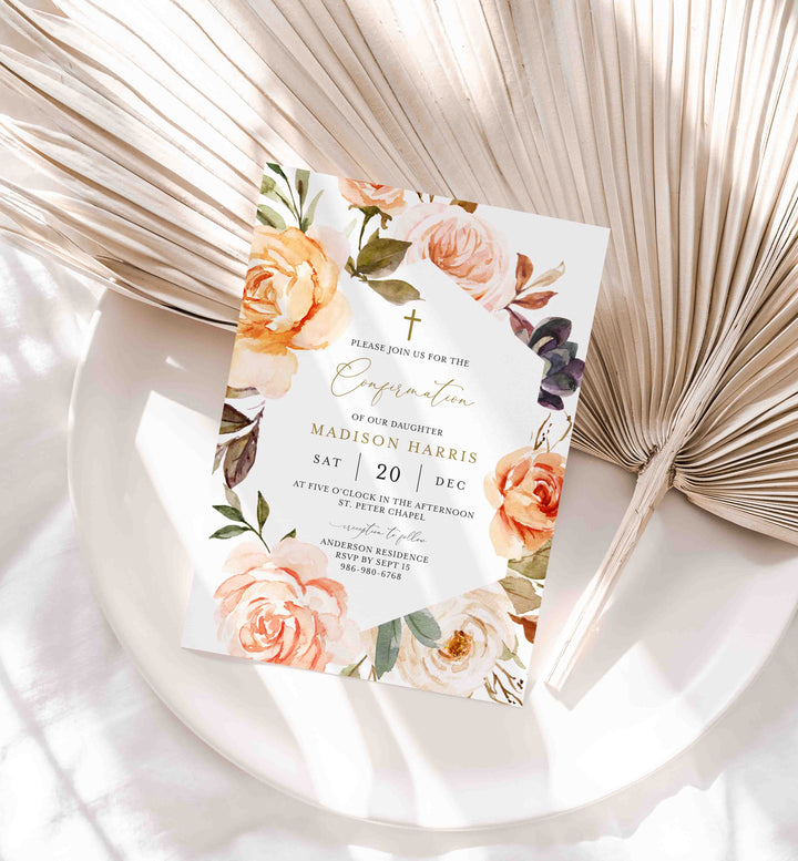 Autumn Garden Confirmation Invitation Printable