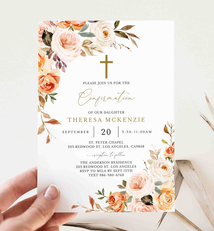 Autumn Garden Confirmation Invitation Printable