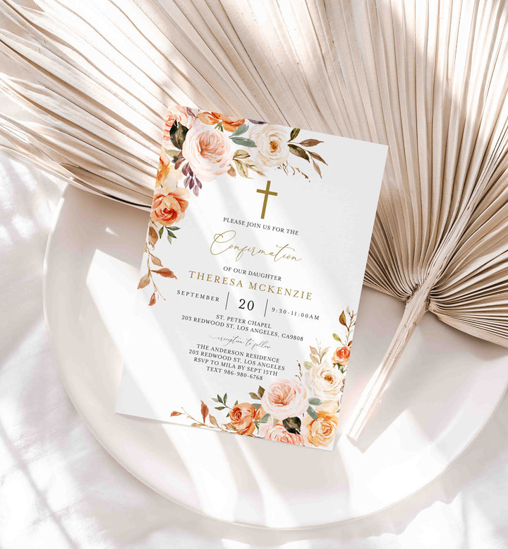 Autumn Garden Confirmation Invitation Printable