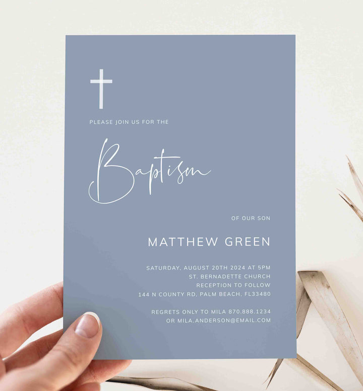 Modern Minimal Baptism Invitation Printable