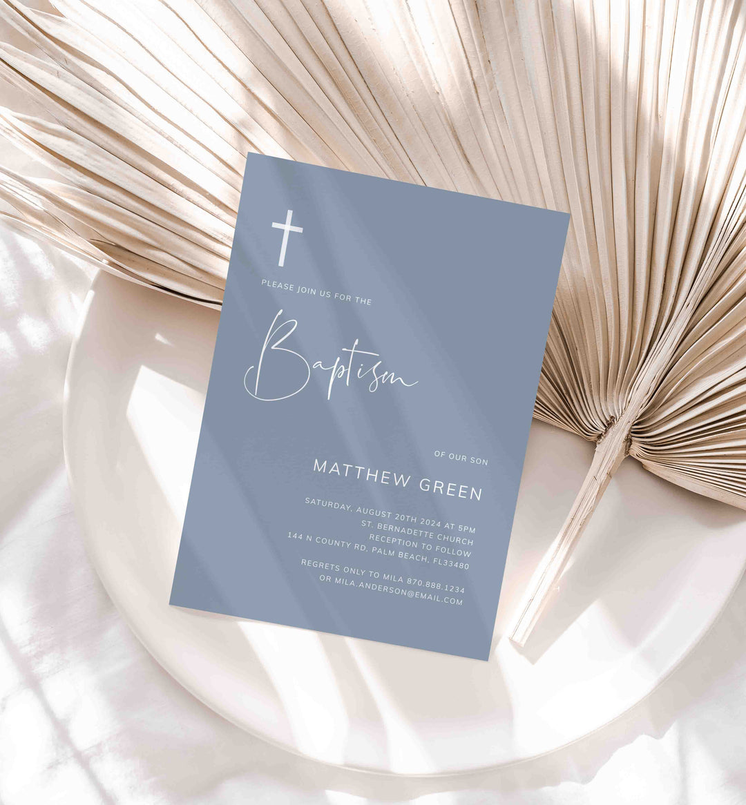 Modern Minimal Baptism Invitation Printable