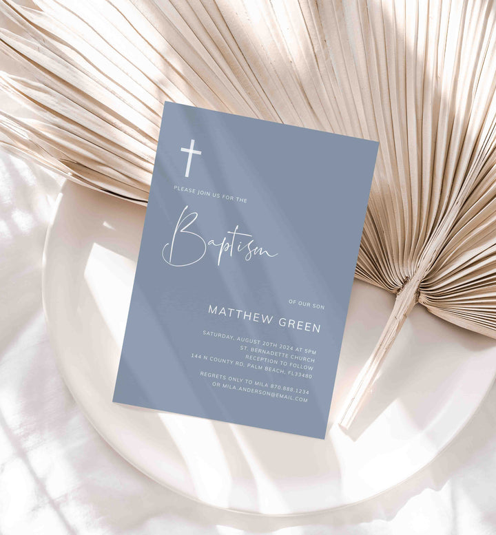 Modern Minimal Baptism Invitation Printable