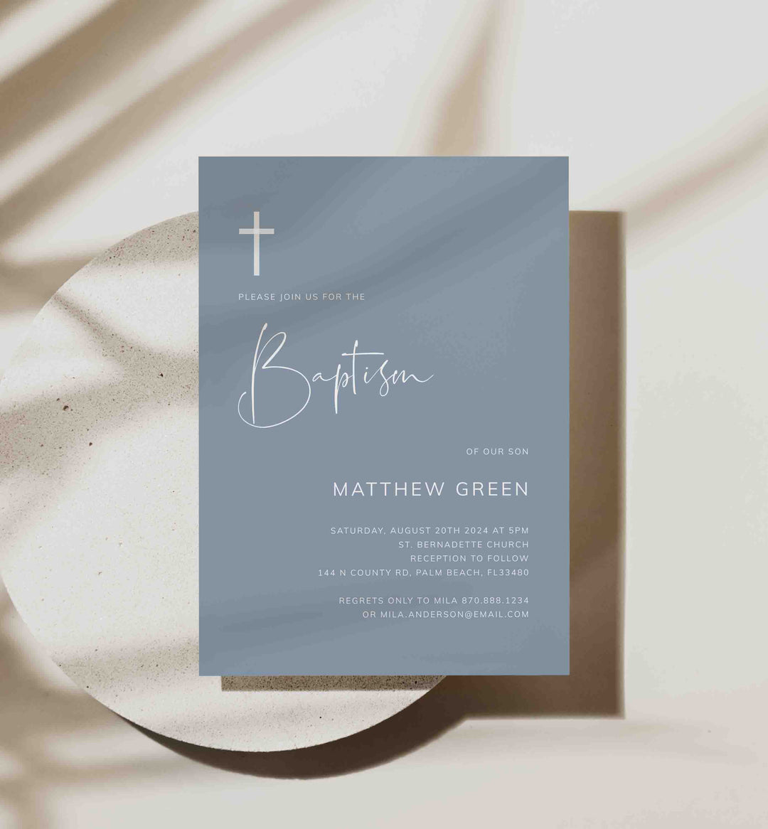 Modern Minimal Baptism Invitation Printable