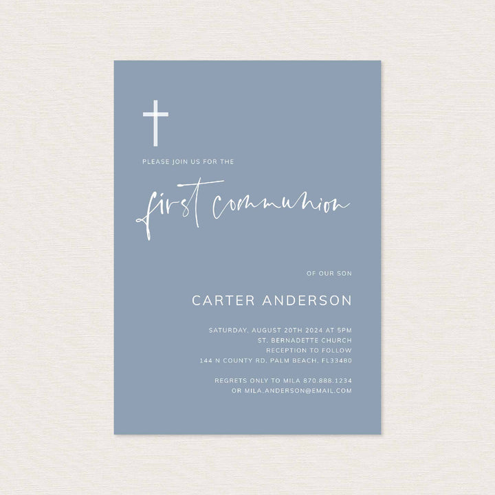 Modern Minimal First Communion Invitation Printable