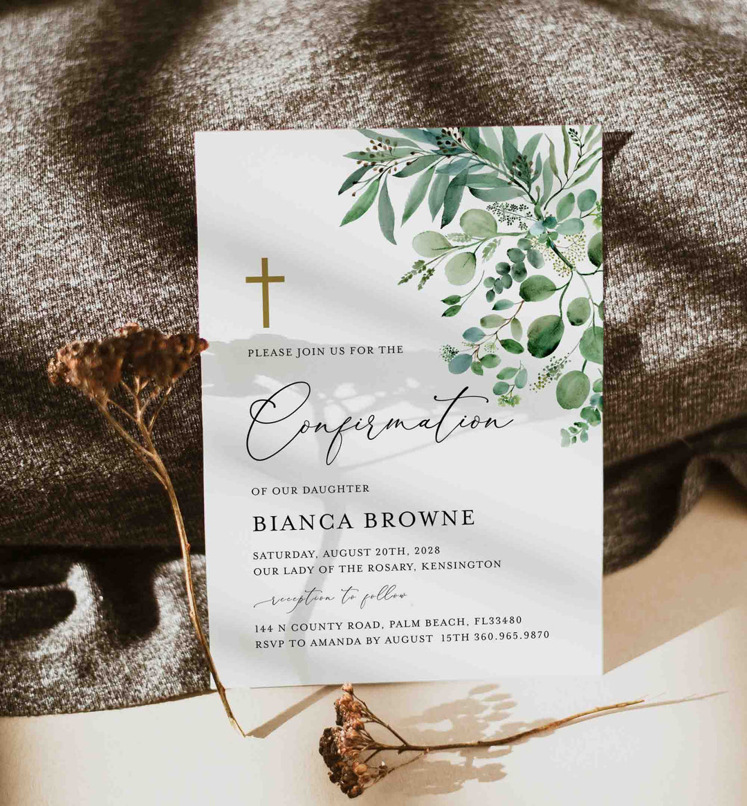 Greenery Confirmation Invitation Printable
