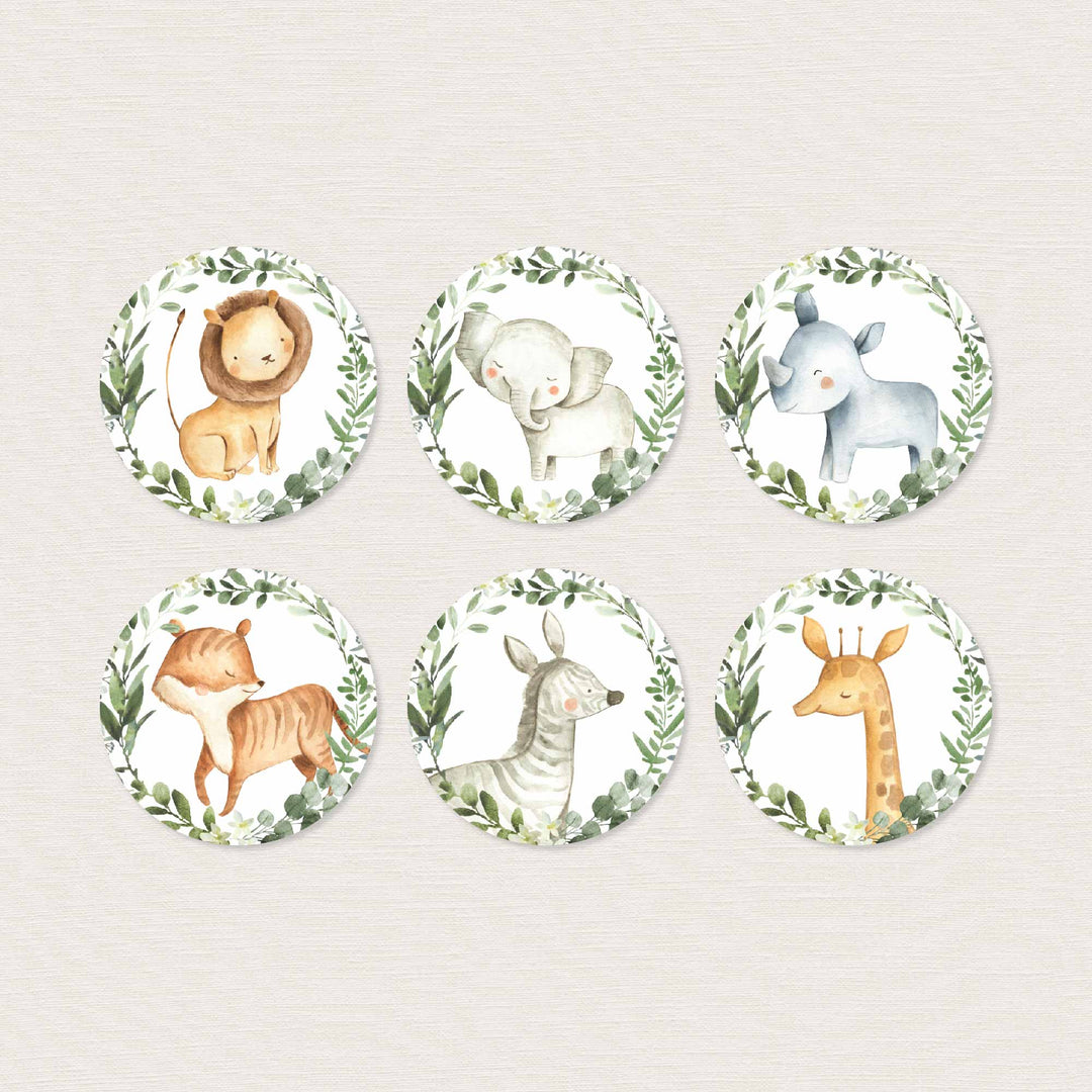 Safari Animals Baptism Cupcake Toppers and Cupcake Wrappers Printable
