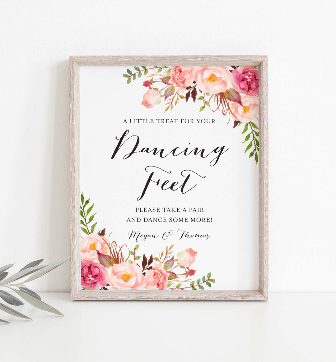 Pink Floral Wedding Dancing Shoes Sign Printable
