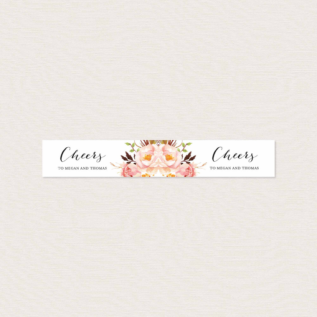 Pink Floral Wedding Straw Flag Printable