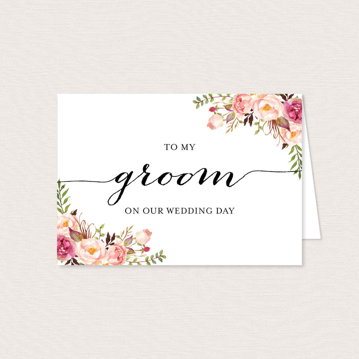 Pink Floral Wedding Day Card Printable