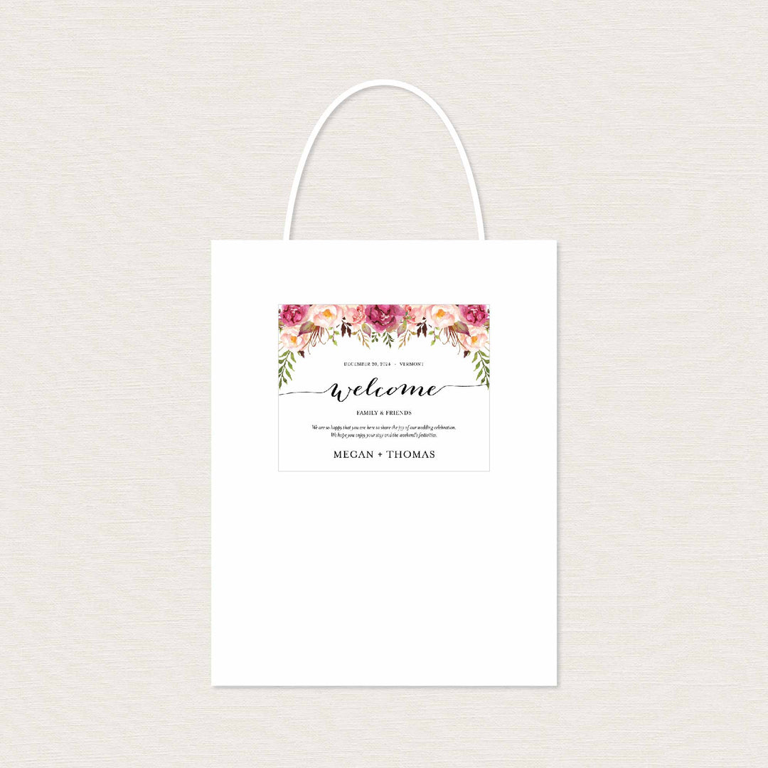 Pink Floral Wedding Welcome Bag Label Printable