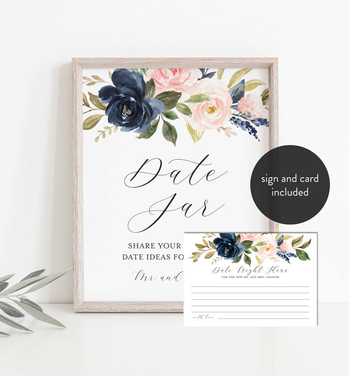 Navy Blush Wedding Date Night Ideas Printable