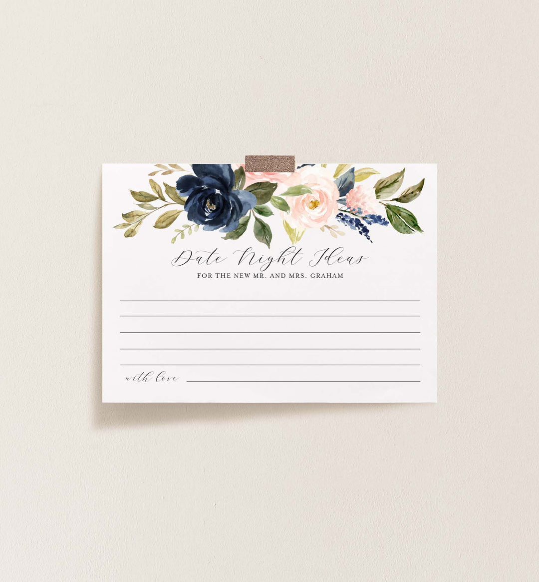 Navy Blush Wedding Date Night Ideas Printable