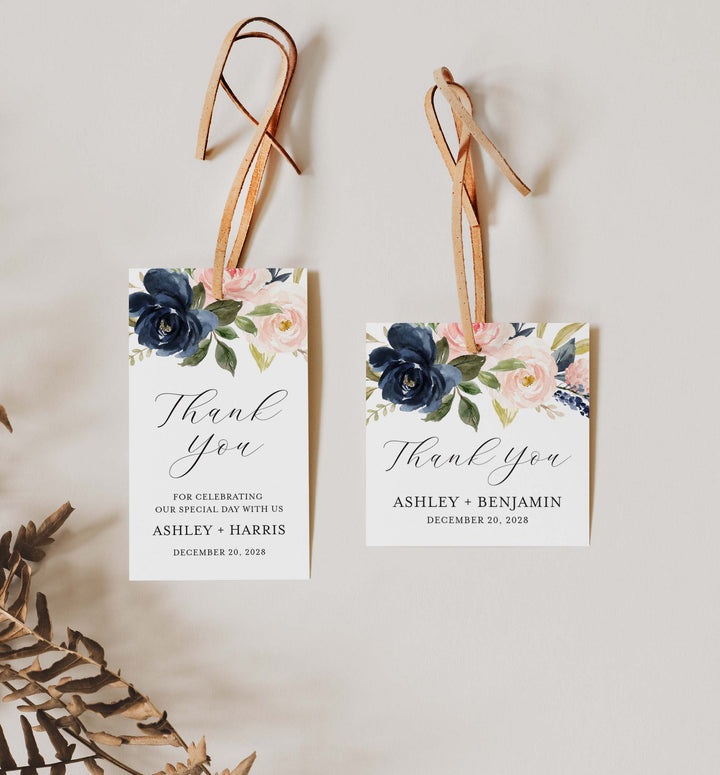 Navy Blush Wedding Favour Tag Printable