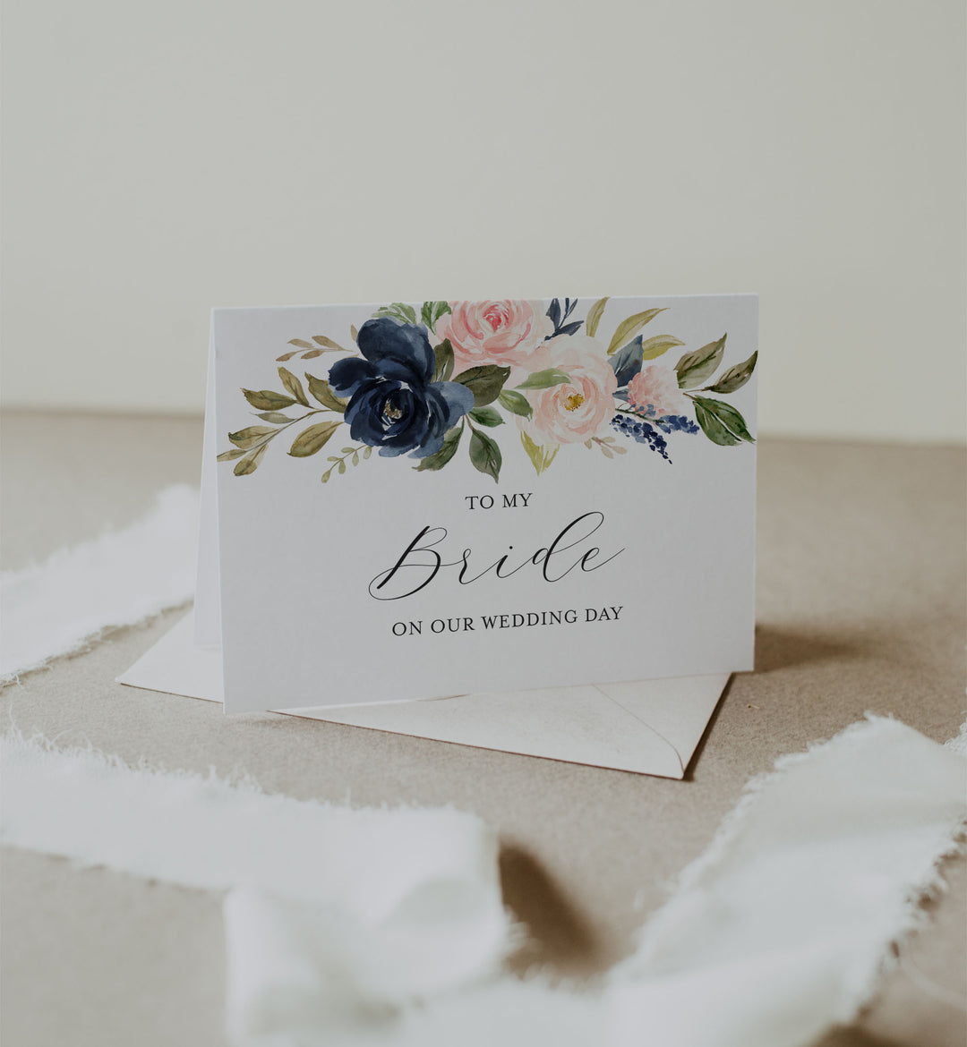 Navy Blush Wedding Day Card Printable