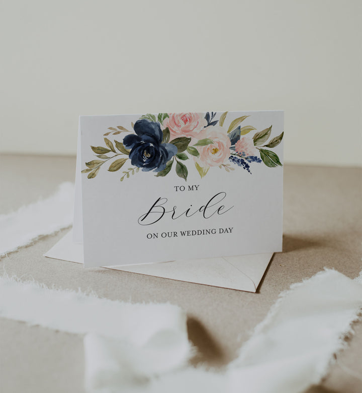 Navy Blush Wedding Day Card Printable