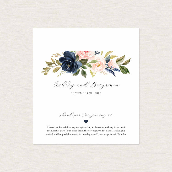 Navy Blush Wedding Chocolate Bar Wrapper Printable