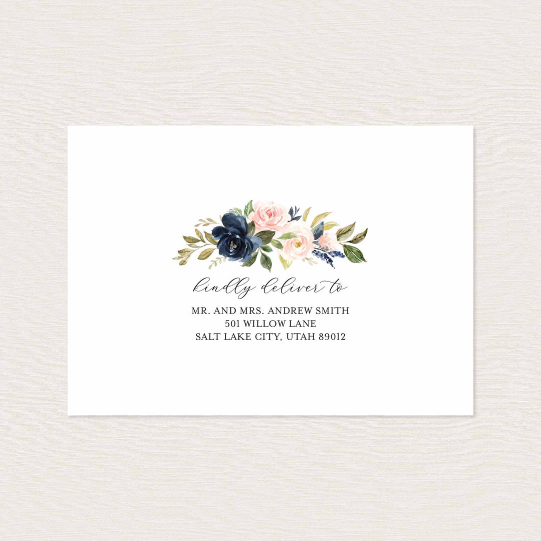 Navy Blush Wedding Envelope Addressing Printable