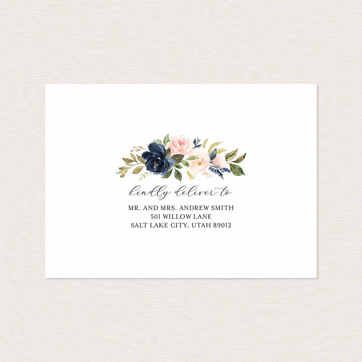 Navy Blush Wedding Envelope Addressing Printable
