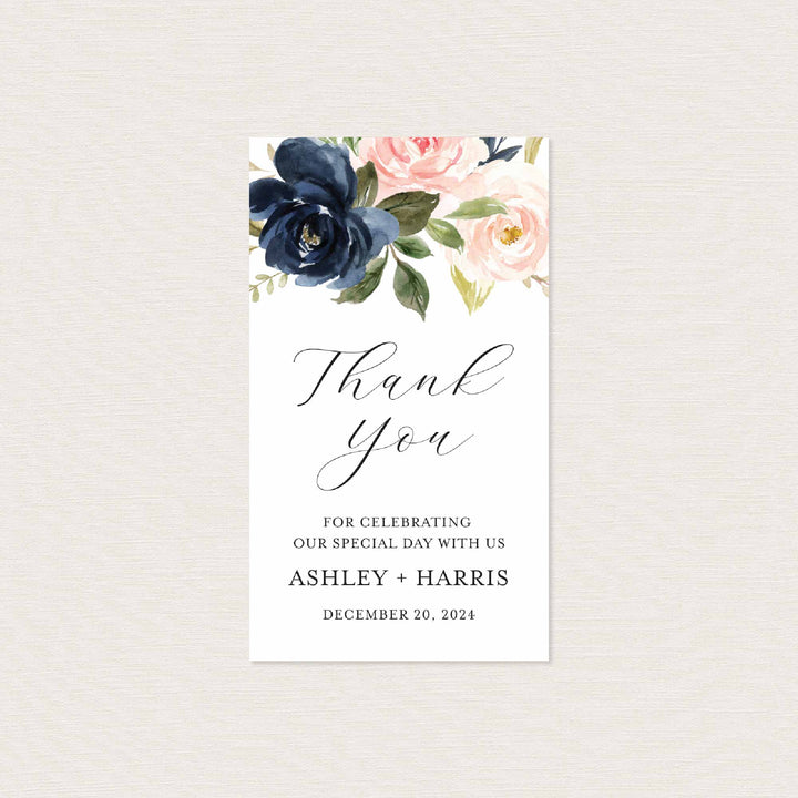 Navy Blush Wedding Favour Tag Printable