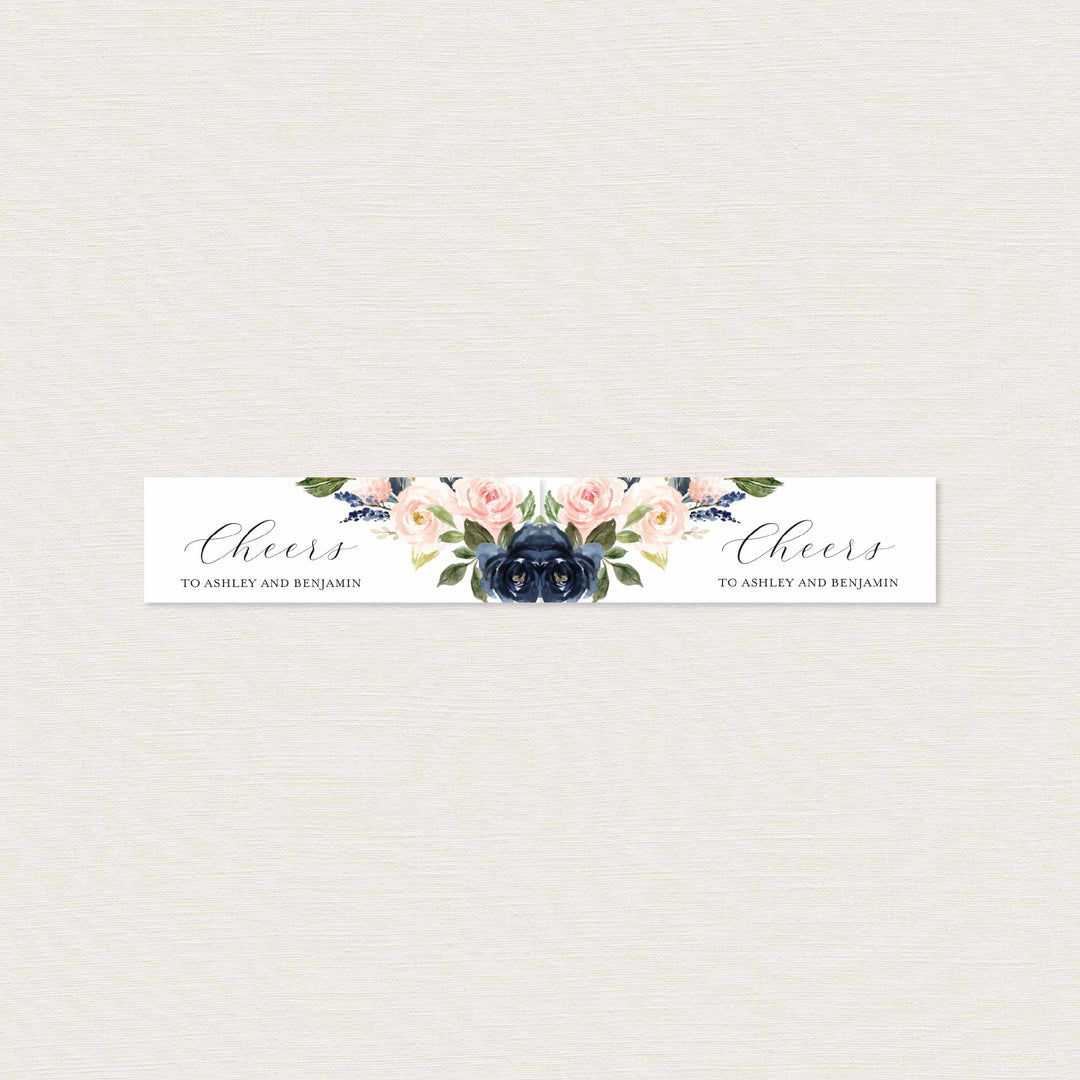 Navy Blush Wedding Straw Flag Printable