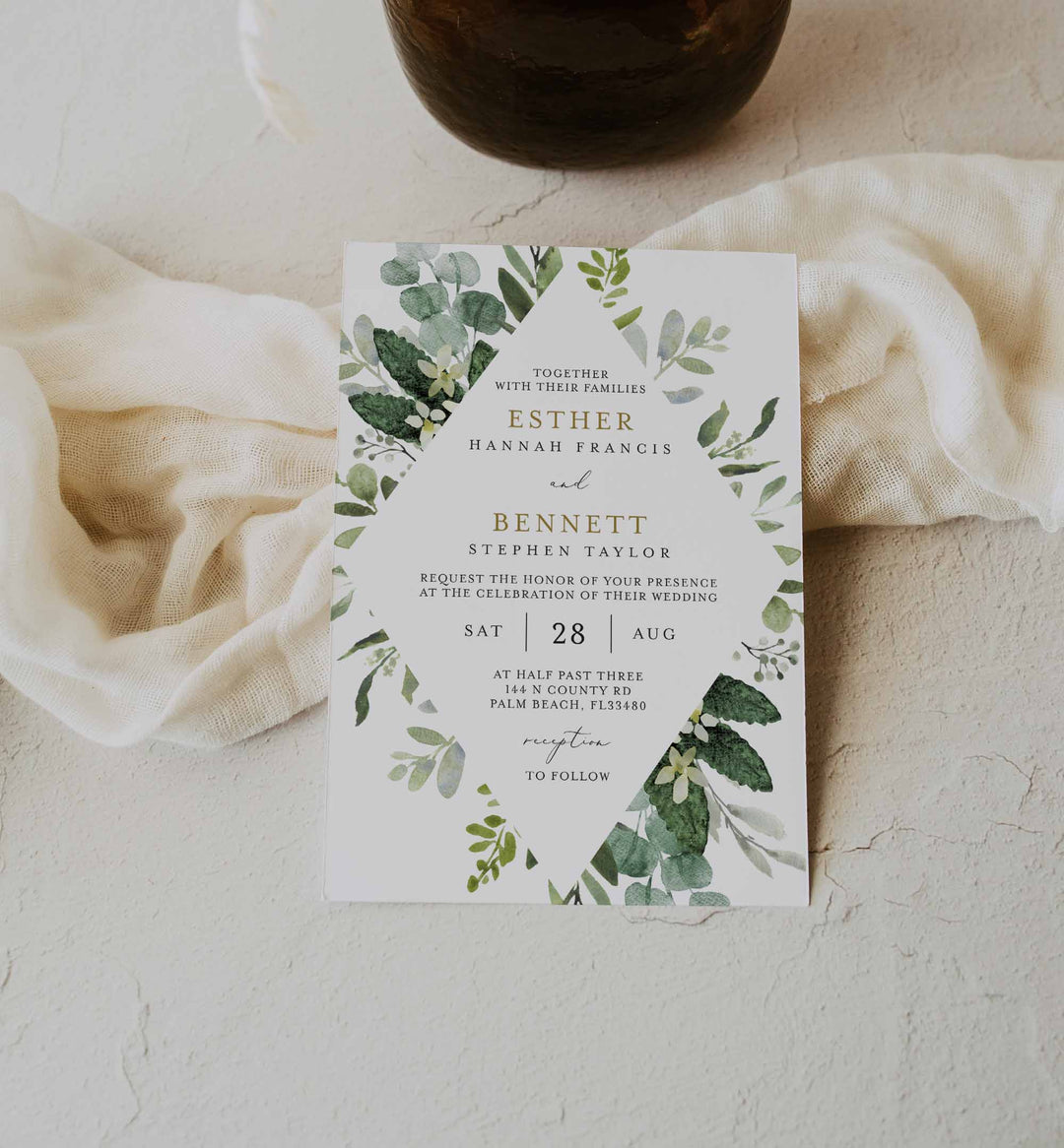 Foliage Wedding Invitation Printable