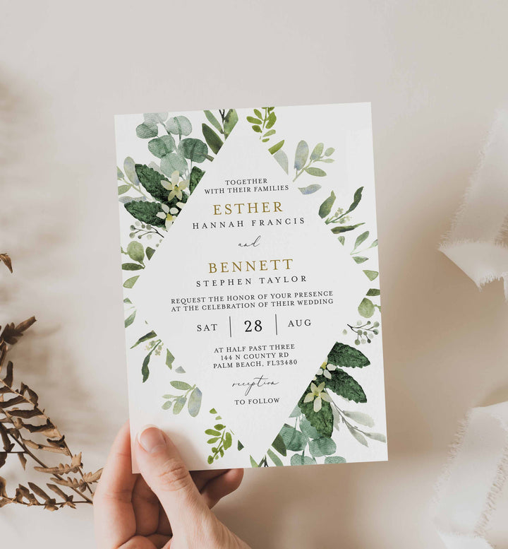 Foliage Wedding Invitation Printable