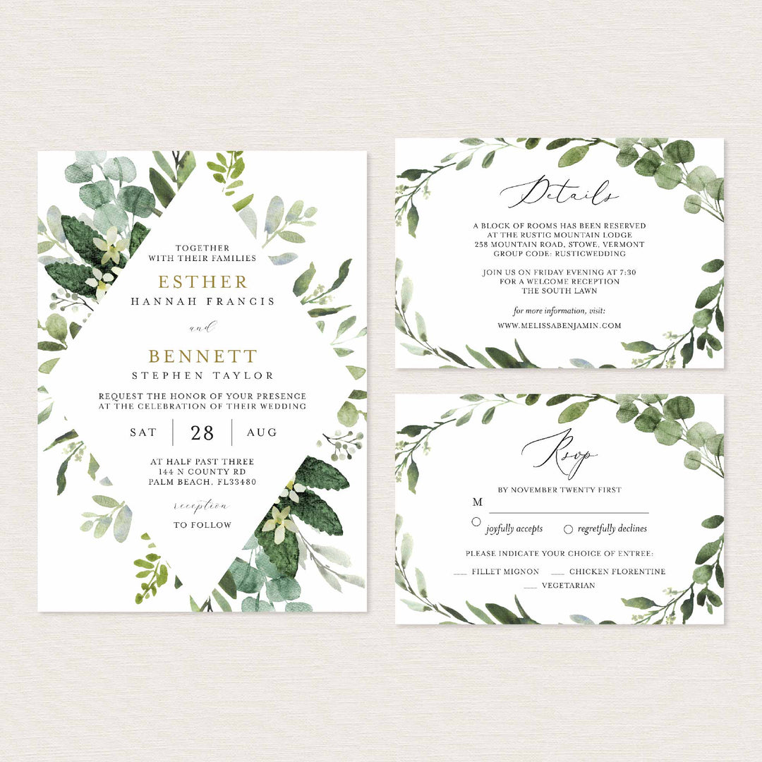 Foliage Wedding Suite Printable