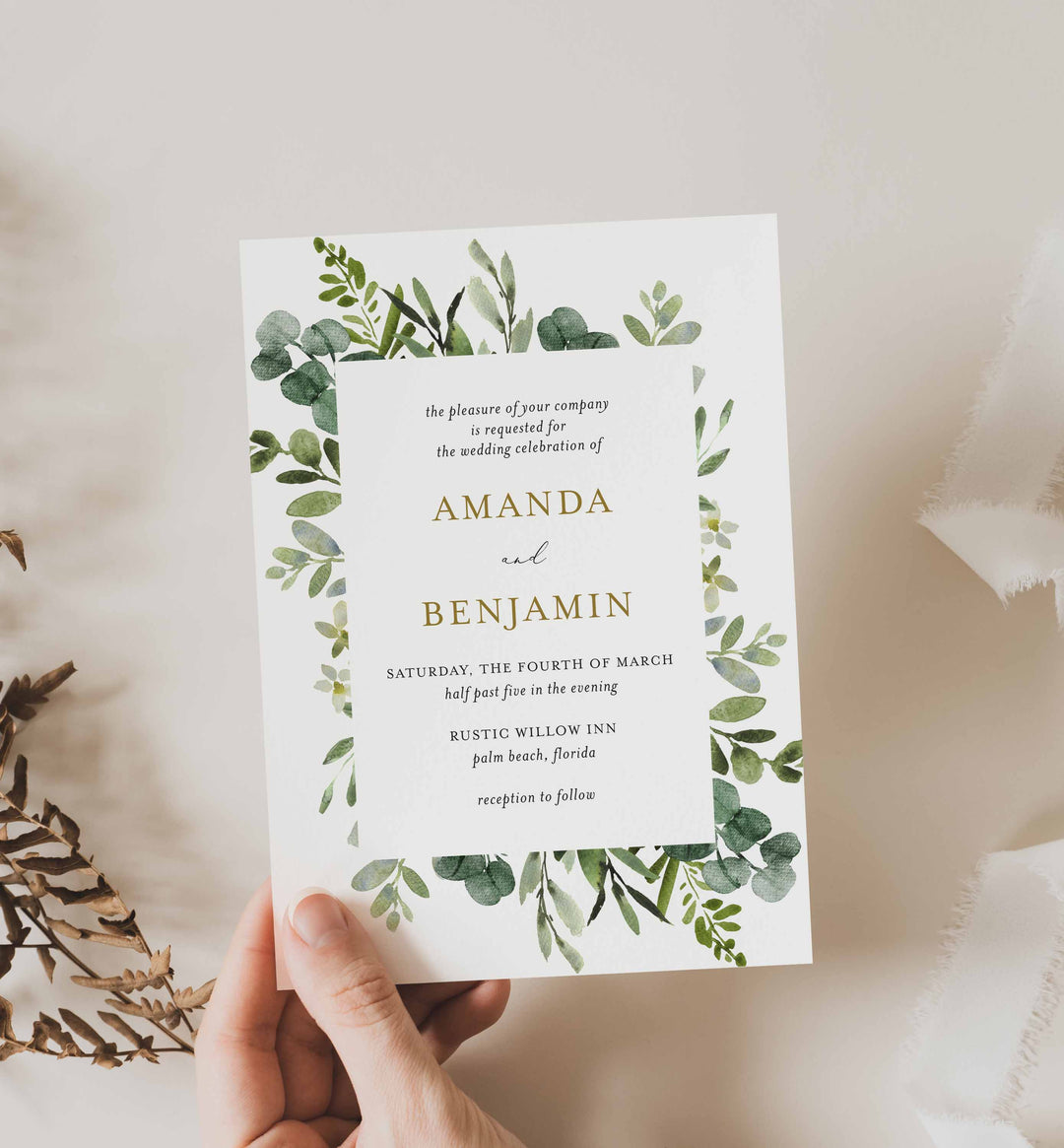 Foliage Wedding Invitation Printable