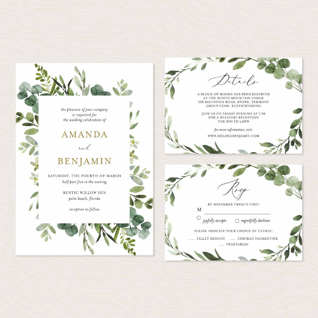 Foliage Wedding Suite Printable