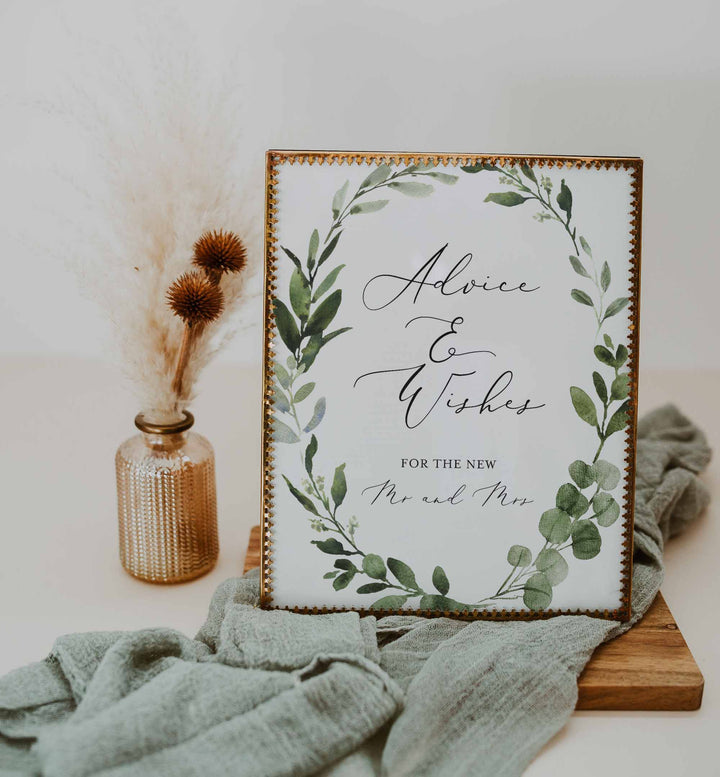 Foliage Wedding Advice and Wishes Printable