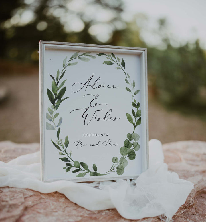 Foliage Wedding Advice and Wishes Printable