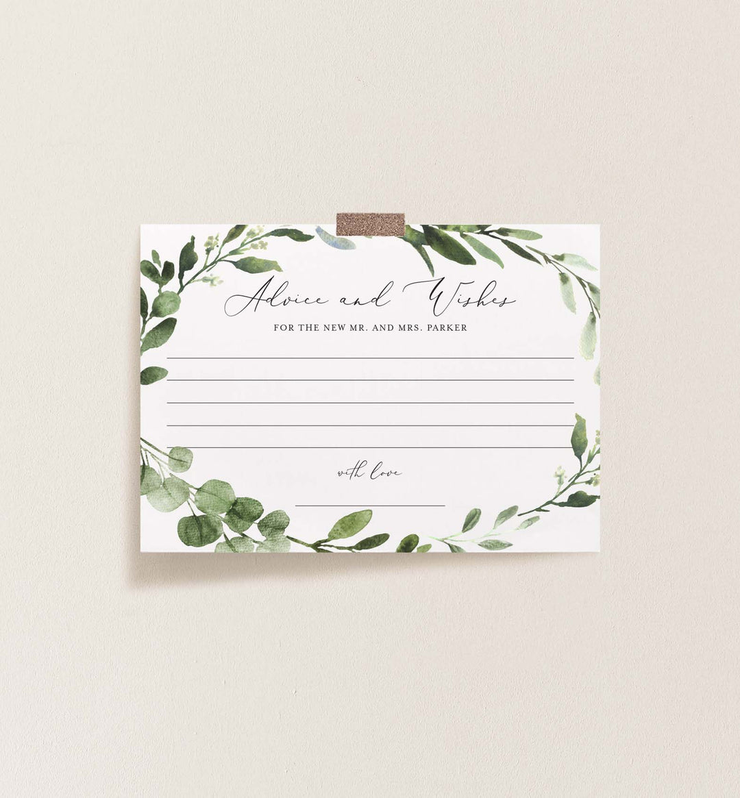 Foliage Wedding Advice and Wishes Printable