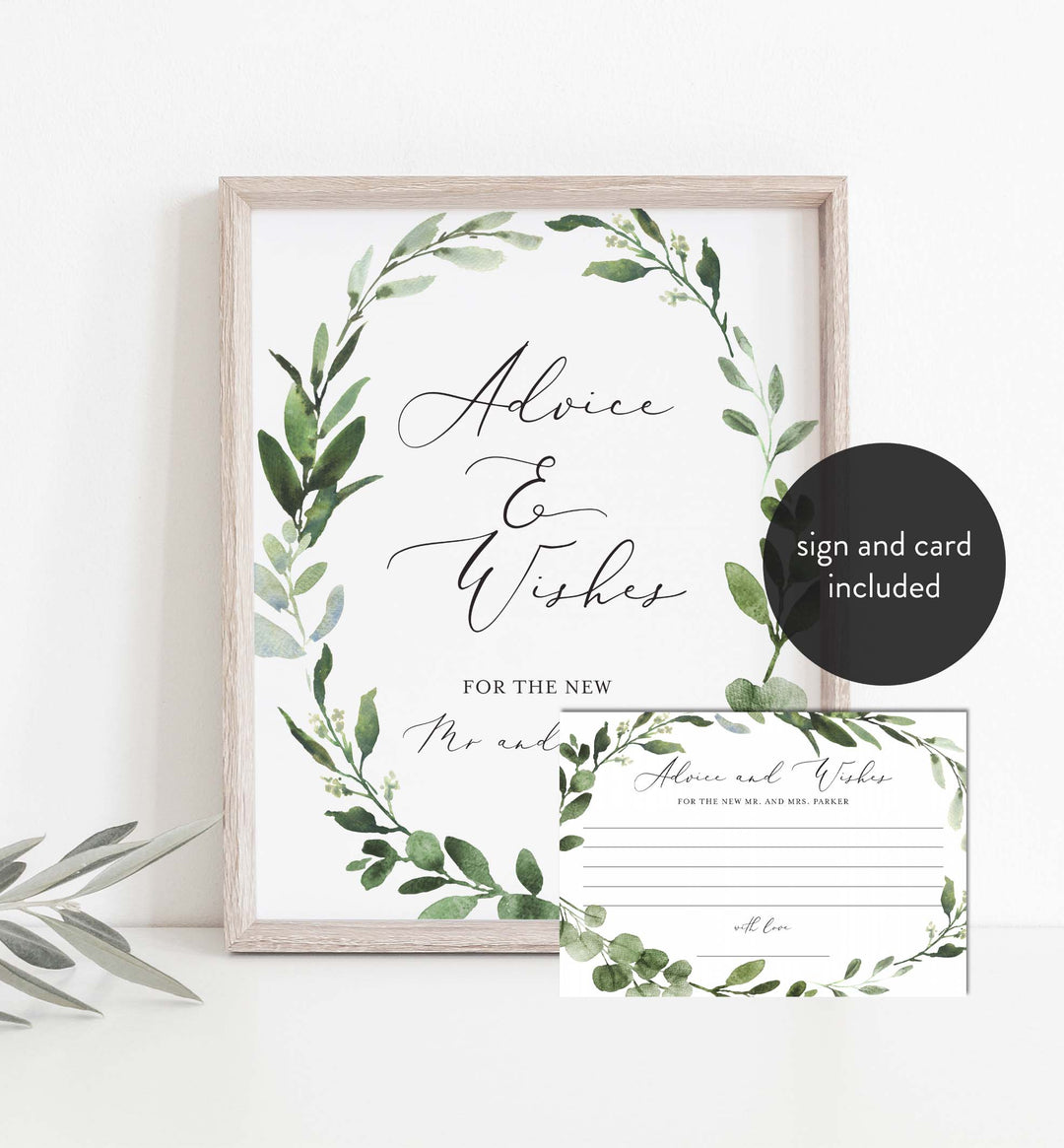 Foliage Wedding Advice and Wishes Printable