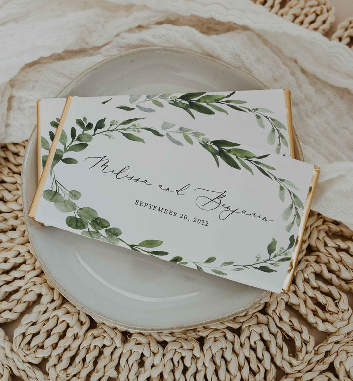 Foliage Wedding Chocolate Bar Wrapper Printable
