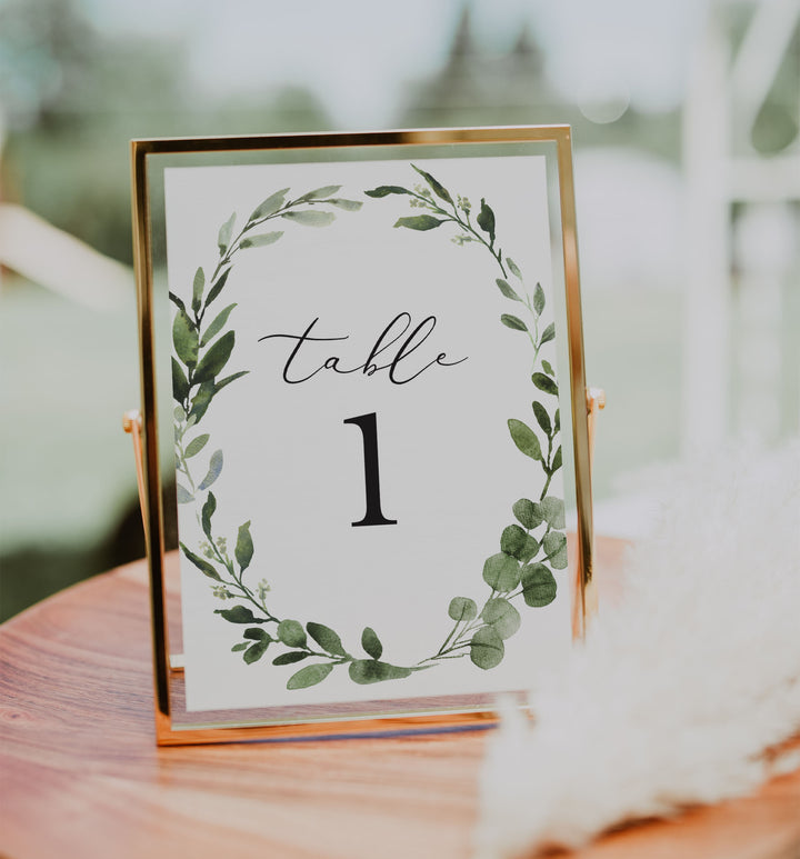 Foliage Wedding Table Number Printable