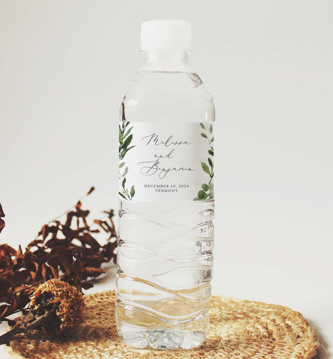 Foliage Wedding Water Bottle Label Printable