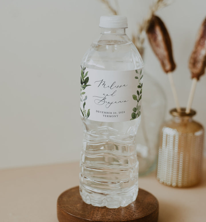 Foliage Wedding Water Bottle Label Printable
