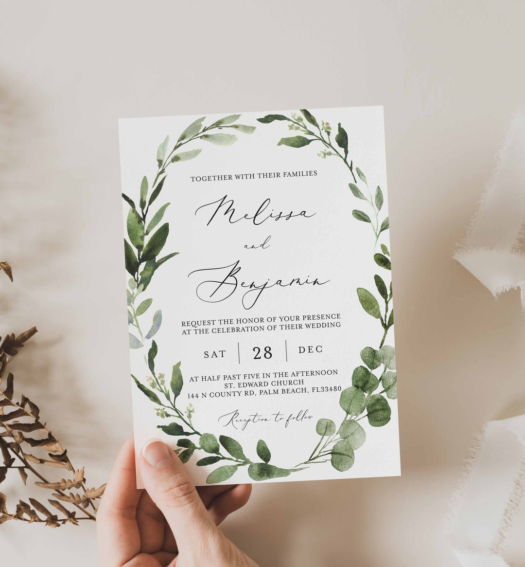Foliage Wedding Invitation Printable
