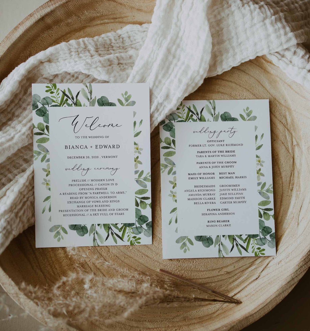 Foliage Fan Wedding Program Printable