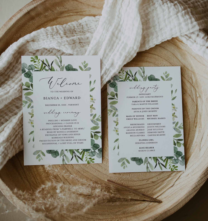 Foliage Fan Wedding Program Printable